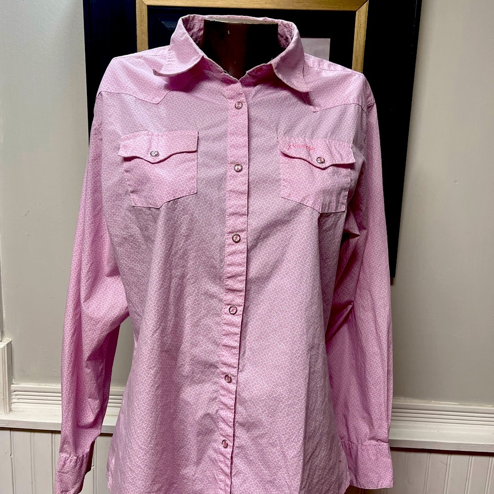 Wrangler pink pearl snap western shirts XL